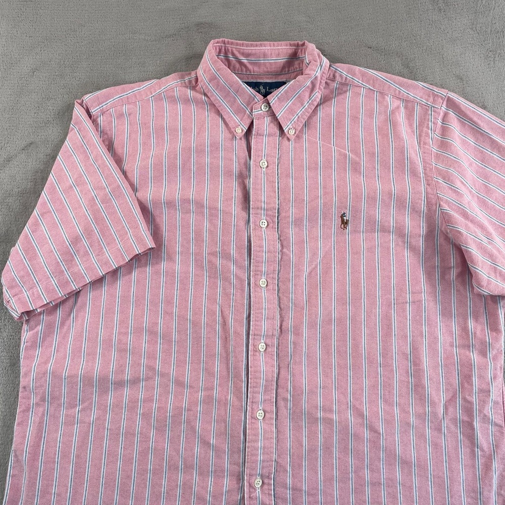 Vintage Polo Ralph Lauren Oxford Shirt Men XL Pink OCBD Classic Fit Flesh Pony